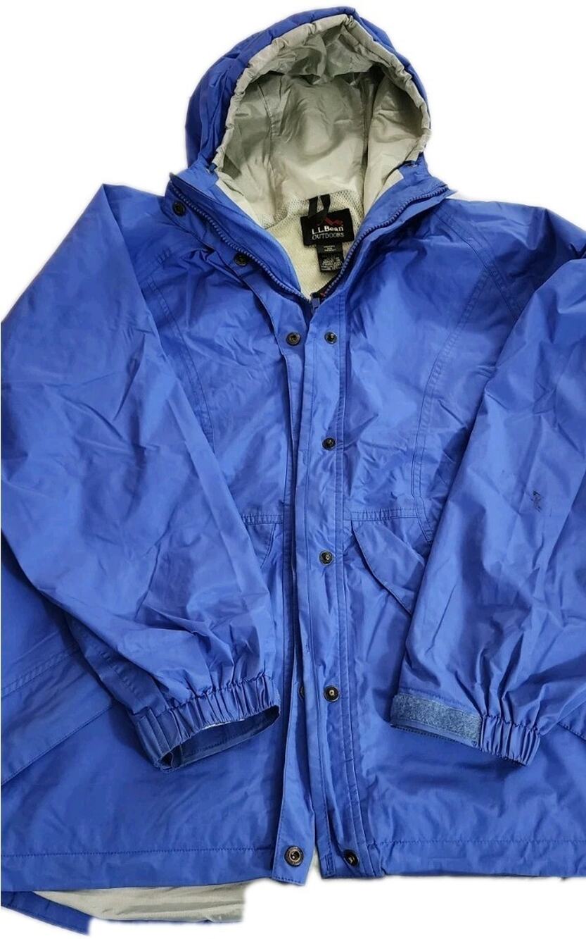 LL Bean Vintage Outdoors Hooded Goretex Zipper Jacket Stowaway Womens M